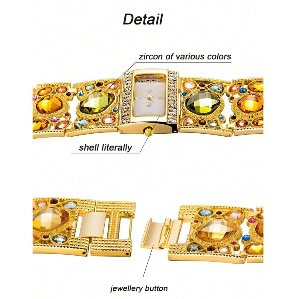 🆕 Gemstone Encrusted Bracelet Watch